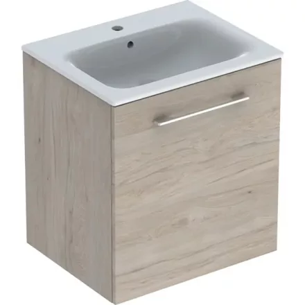 Geberit Selnova Square 1 ajtós mosdószekrény 60 cm, keskeny peremű mosdóval, világos hikoridió 501.255.00.1