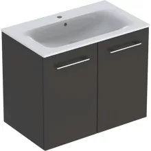   Geberit Selnova Square 2 ajtós mosdószekrény 80 cm, keskeny peremű mosdóval, matt láva 501.257.00.1