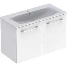  Geberit Selnova Square 2 ajtós mosdószekrény 100 cm, keskeny peremű mosdóval, magasfényű fehér 501.260.00.1