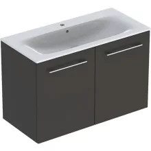   Geberit Selnova Square 2 ajtós mosdószekrény 100 cm, keskeny peremű mosdóval, matt láva 501.261.00.1