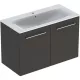 Geberit Selnova Square 2 ajtós mosdószekrény 100 cm, keskeny peremű mosdóval, matt láva 501.261.00.1