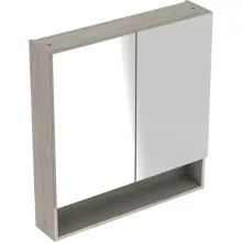   Geberit Selnova Square 2 ajtós tükrös szekrény 58,8x85 cm, világos hikoridió 501.267.00.1