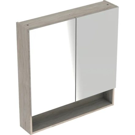 Geberit Selnova Square 2 ajtós tükrös szekrény 58,8x85 cm, világos hikoridió 501.267.00.1