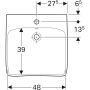 Geberit Selnova Comfort akadálymentes kerámia mosdó 55x55 cm túlfolyóval, fehér 501.461.00.7