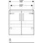 Geberit Selnova Compact 2 ajtós alsó szekrény mosdóhoz 59.7x39.7 cm, fényezett világosszürke 501.658.42.1