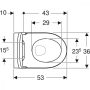 Geberit iCon Rimfree fali WC csésze 36x53 cm mélyöblítésű, gyorskioldó ülőkével, fehér 501.664.00.1