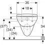 Geberit Selnova Rimfree mélyöblítésű fali WC csésze 35,5x53 cm, Duroplast ülőkével, fehér 501.751.00.1
