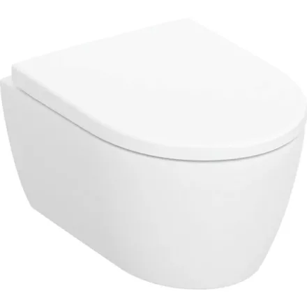 Geberit iCon mélyöblítésű fali WC készlet WC-ülőkével, rövidített kivitel, Rimfree, matt fehér 