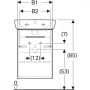 Geberit Selnova Square 1 ajtós 36x28x65,2 cm mosdószekrény kerámia kézmosóval, fehér 502.742.00.1