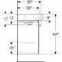 Geberit Selnova Square 1 ajtós 50x42x64,9 cm szekrény kézmosóval, magasfényű fehér 502.750.00.1