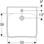Geberit Selnova Comfort akadálymentes mosdó 60x55 cm, csaplyukkal és túlfolyóval 502.769.00.7