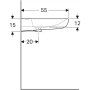 Geberit Selnova Comfort akadálymentes mosdó 60x55 cm, csaplyukkal, túlfolyó nélkül 502.770.00.7