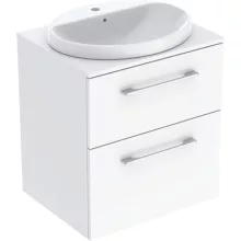   Geberit Selnova Square Set mosdószekrény mosdóval 59x70 cm, két fiókkal, fényes fehér 502.868.00.1