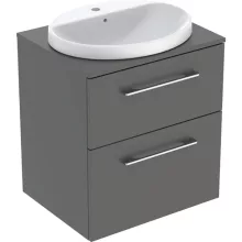   Geberit Selnova Square Set mosdószekrény mosdóval 59x70 cm, két fiókkal, matt láva 502.869.00.1