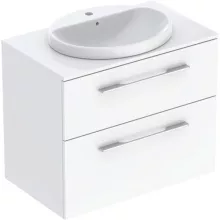   Geberit Selnova Square Set mosdószekrény mosdóval 79x70 cm, két fiókkal, fényes fehér 502.872.00.1