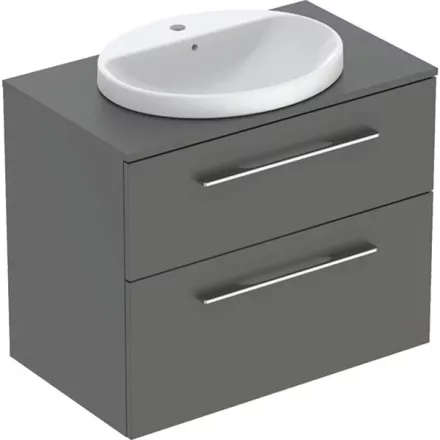 Geberit Selnova Square Set mosdószekrény mosdóval 79x70 cm, két fiókkal, matt láva 502.873.00.1