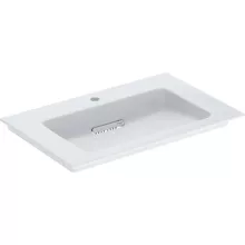   Geberit ONE mosdó hátsó lefolyóval 75x48 cm túlfolyó nélkül, KeraTect, fényes fehér 505.004.00.1