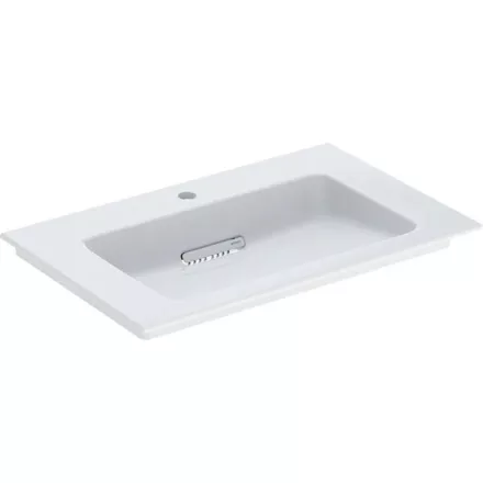 Geberit ONE mosdó hátsó lefolyóval 75x48 cm túlfolyó nélkül, KeraTect, fényes fehér 505.004.00.1