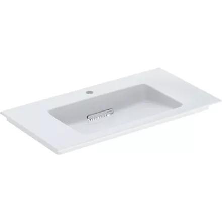 Geberit ONE mosdó hátsó lefolyóval túlfolyó nélkül 90x48 cm, KeraTect, fényes fehér 505.006.00.1