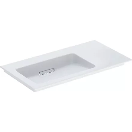 Geberit ONE balos mosdó hátsó lefolyóval 90x48 cm, KeraTect, csaplyuk és túlfolyó nélkül 505.008.00.1