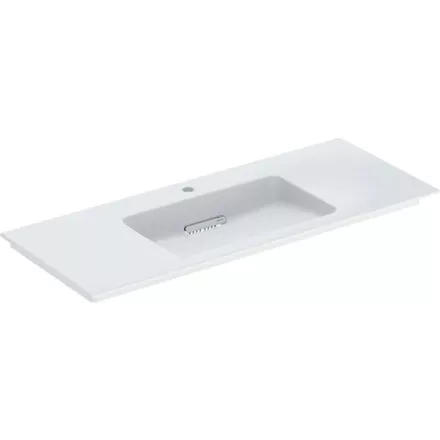 Geberit ONE mosdó hátsó lefolyóval túlfolyó nélkül 120x48 cm, KeraTect, fényes fehér 505.017.00.1