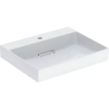   Geberit One mosdó hátsó lefolyóval 60x48 cm csaplyukkal és túlfolyó nélkül, KeraTect, fehér 505.034.00.1