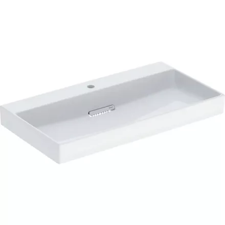 Geberit One mosdó hátsó lefolyóval 90x48 cm csaplyukkal és túlfolyó nélkül, KeraTect, fehér 505.038.00.1