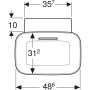 Geberit One pultra ültethető mosdó 50x42,5 cm, KeraTect, csaplyuk és túlfolyó nélkül, fehér 505.050.00.1