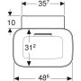 Geberit One pultra ültethető mosdó 50 cm, csaplyuk és túlfolyó nélkül, matt fehér 505.052.00.1