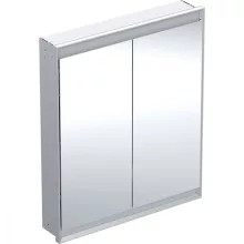   Geberit One 2 ajtós tükrös szekrény ComfortLight világítással 75x90 cm, eloxált alumínium 505.802.00.1