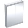 Geberit One 2 ajtós tükrös szekrény ComfortLight világítással 75x90 cm, eloxált alumínium 505.802.00.1