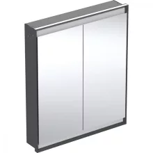   Geberit One 2 ajtós tükrös szekrény ComfortLight világítással 75x90 cm, matt fekete 505.802.00.7