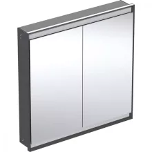   Geberit One 2 ajtós tükrös szekrény ComfortLight világítással 90x90 cm, matt fekete 505.803.00.7