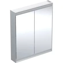  Geberit One tükrös szekrény két ajtóval 75x90 cm, világítással, alumínium 505.812.00.1