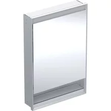   Geberit One balra nyíló tükrös szekrény polccal és világítással 60x90 cm, eloxált alumínium 505.820.00.1