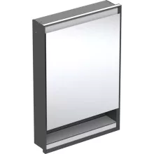   Geberit One balra nyíló tükrös szekrény polccal és világítással 60x90 cm, matt fekete 505.820.00.7