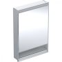 Geberit One jobbra nyíló tükrös szekrény polccal és világítással 60x90 cm, eloxált alumínium 505.821.00.1