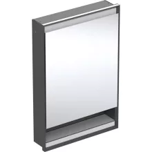   Geberit One jobbra nyíló tükrös szekrény polccal és világítással 60x90 cm, matt fekete 505.821.00.7