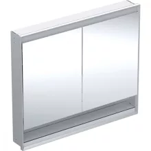   Geberit One 2 ajtós tükrös szekrény nyitott polccal 90x105, ComfortLight világítással, alumínium 505.824.00.1