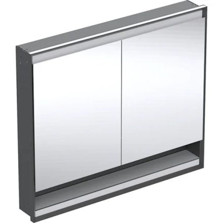 Geberit One tükrös szekrény polccal és ComfortLight világítással 105 cm, matt fekete 505.824.00.7