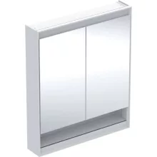   Geberit One tükrös szekrény nyitott polccal és világítással 75x90 cm, két ajtóval, fehér 505.832.00.2