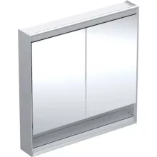   Geberit One tükrös szekrény nyitott polccal és világítással 90x90 cm, két ajtóval, alumínium 505.833.00.1