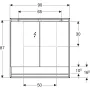 Geberit One tükrös szekrény nyitott polccal és világítással 90x90 cm, két ajtóval, fehér 505.833.00.2