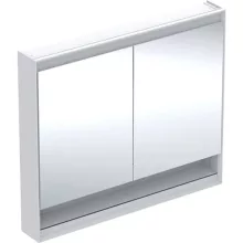   Geberit One tükrös szekrény nyitott polccal és világítással 105x90 cm, két ajtóval, fehér 505.834.00.2