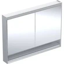   Geberit One tükrös szekrény nyitott polccal és világítással 120x90 cm, két ajtóval, alumínium 505.835.00.1