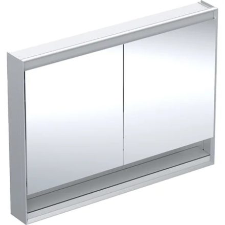 Geberit One tükrös szekrény nyitott polccal és világítással 120x90 cm, két ajtóval, alumínium 505.835.00.1