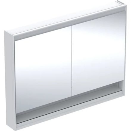 Geberit One tükrös szekrény nyitott polccal és világítással 120x90 cm, két ajtóval, fehér 505.835.00.2