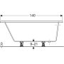 Geberit Selnova 140x100 cm aszimmetrikus fürdőkád lábakkal, fényes fehér 554.270.01.1