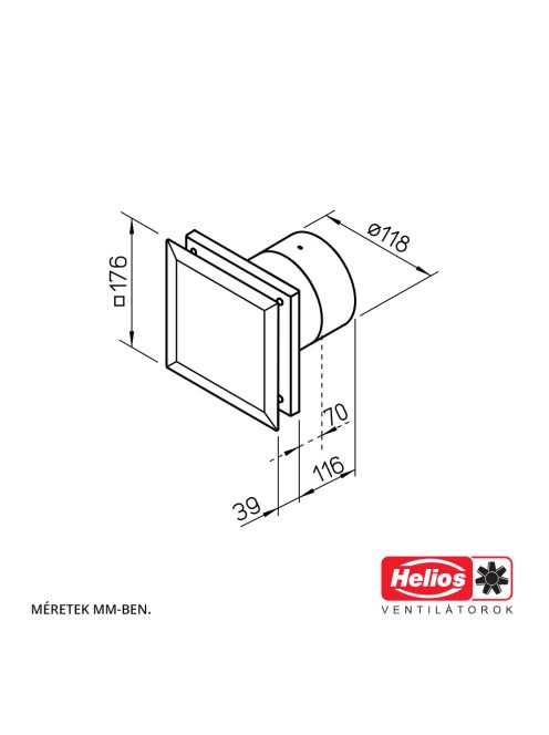 Helios M1/120 Minivent ventilátor visszacsapó szeleppel H00006360