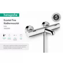 Hansgrohe Ecostat Fine termosztátos kádcsaptelep elegáns króm felülettel.